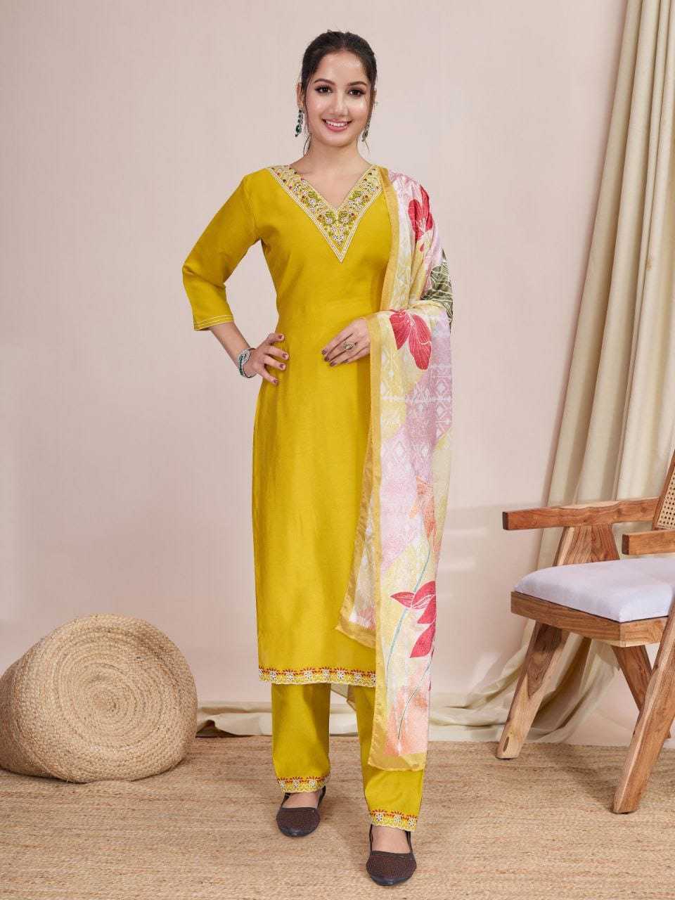 Ynf Chanderi Soft RIN222 BS-88 Kurti Wholesale Designer Kurtis Printed Kurtis Embroidered Kurtis Manufacturer