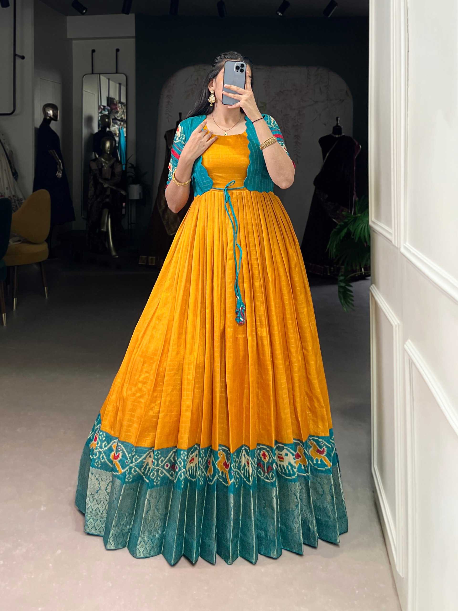 Ynf Chex Silk KESH134 5028 Gowns Wedding Collections Festive Collections Wholesale Printed Gowns Designer Gowns Indo-Western Gown With Jacket Manufacturer