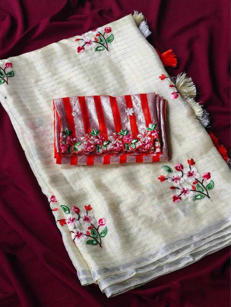 Ynf Chiffon KESH249 Ranjana Sarees Festive Collections Wholesale Embroidered Sarees White Sarees Onam Collections Manufacturer