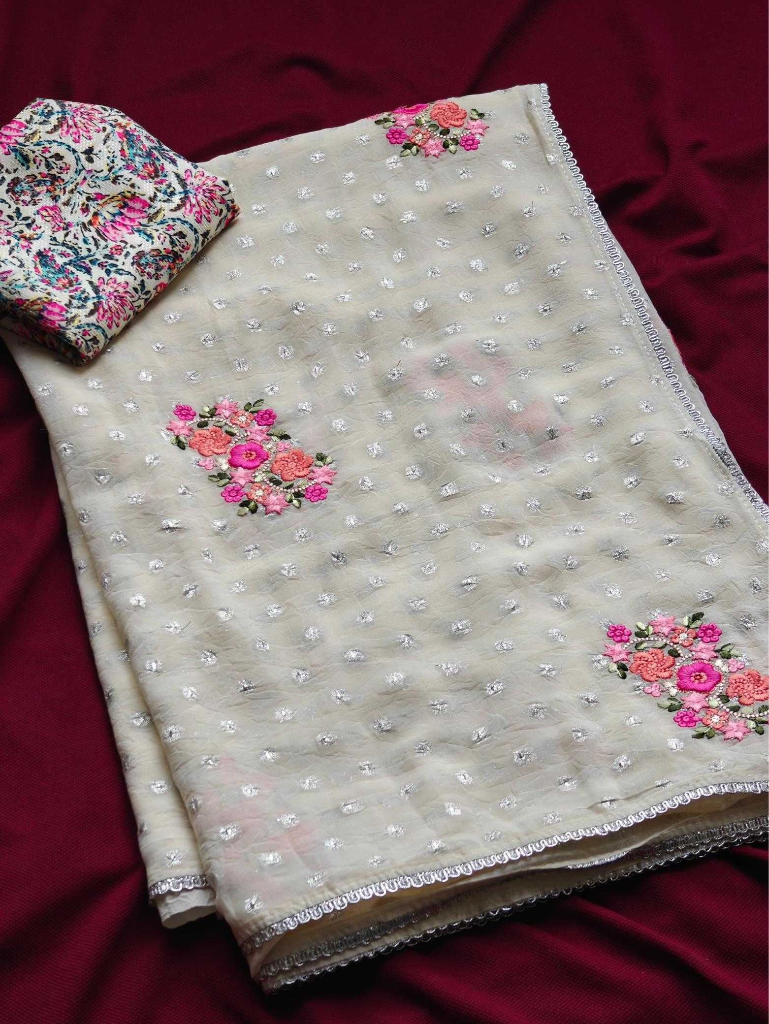 Ynf Chiffon KESH249 Raveena Sarees Festive Collections Wholesale Chiffon Sarees Embroidered Sarees Onam Collections Manufacturer