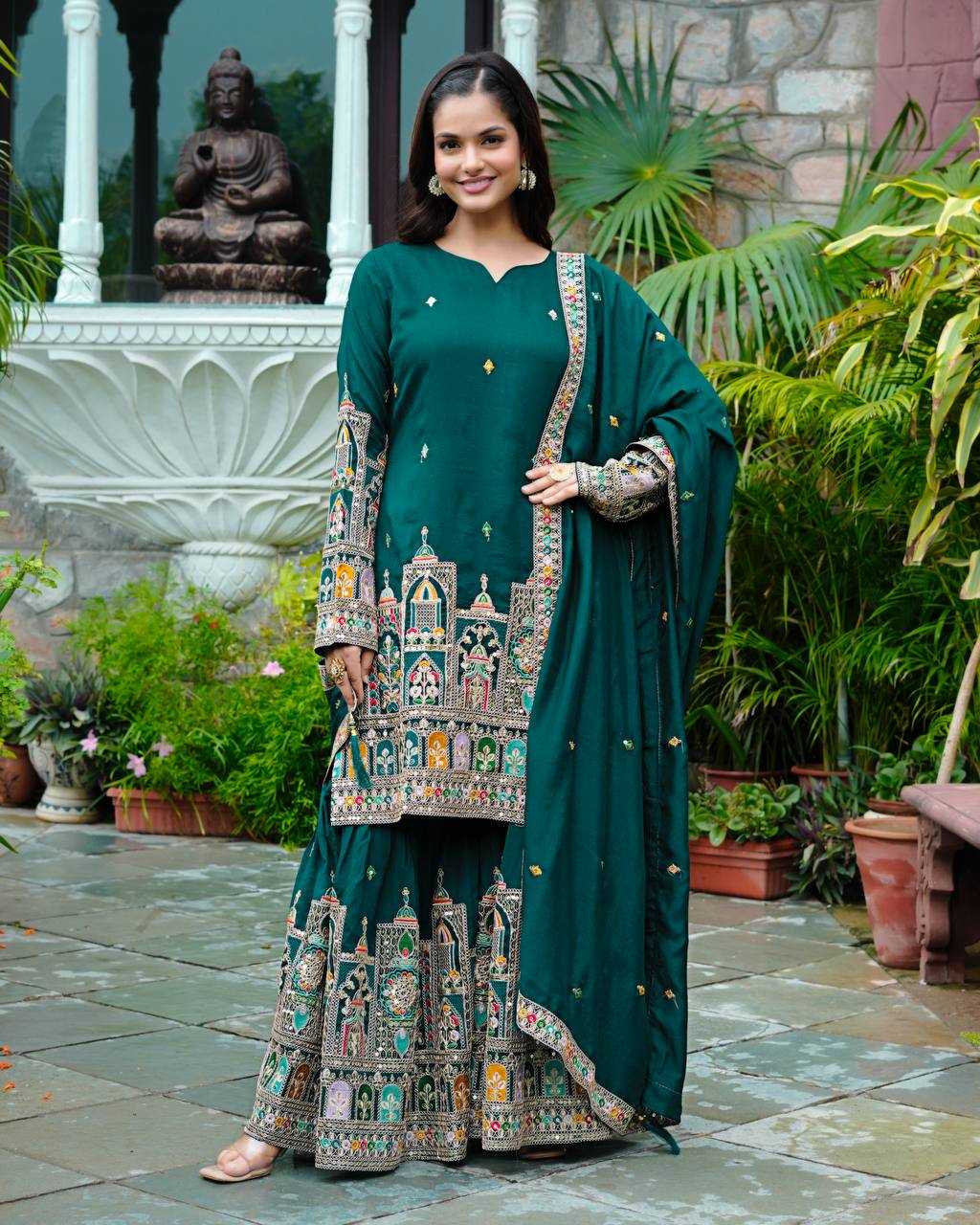 Ynf Chinon KESH499 5285 Suits & Dresses Wholesale Embroidery Suits Ladies Silk Suit Silk Suits Manufacturer