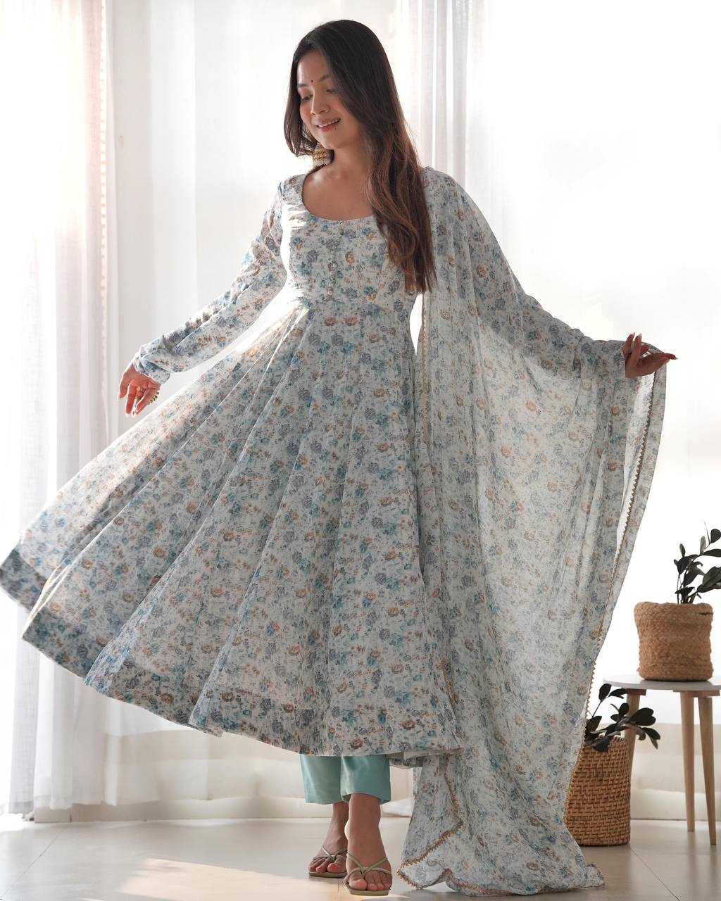 Ynf Chinon KESH504 262 Gowns Wholesale Fancy Gowns Anarkali Gown Long Gowns Manufacturer