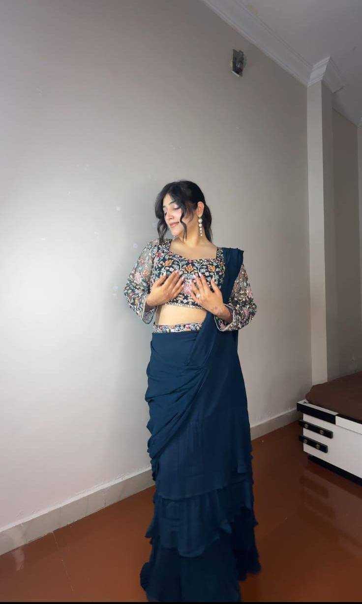 Ynf Chinon KESH531 1018 Sarees Wholesale Ready To Wear Sarees Party Wear Sarees Fancy Sarees Lehenga Sarees Embroidered Sarees Manufacturer