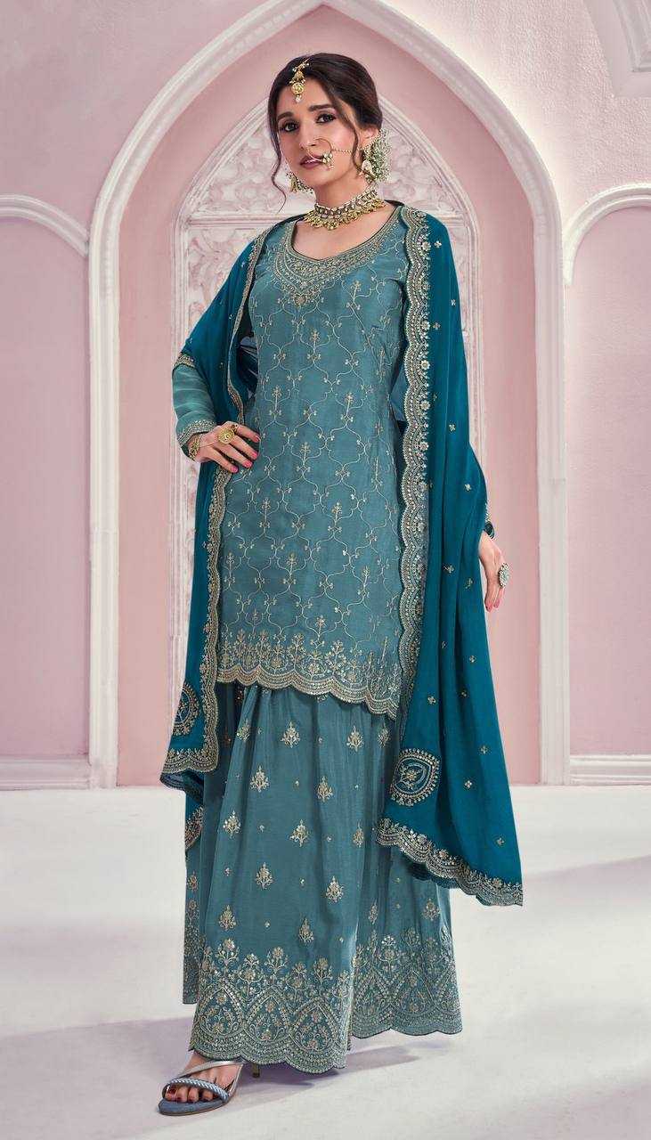 Ynf Chinon KESH546 1219 Suits & Dresses Wholesale Embroidery Suits Palazzo Suit Manufacturer
