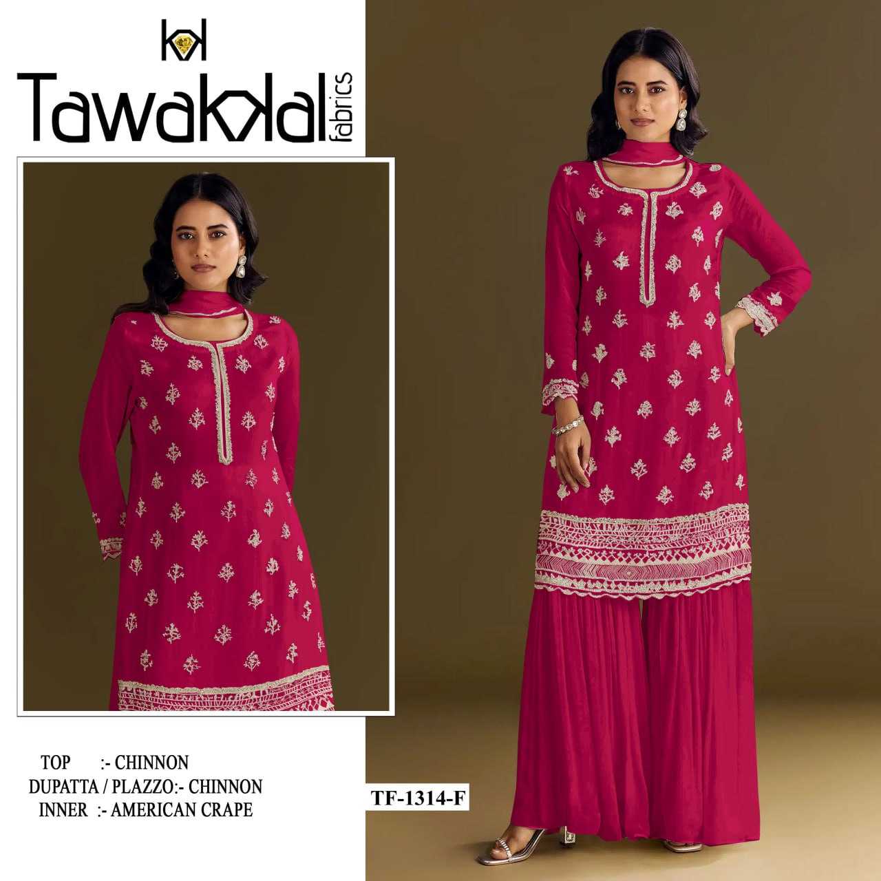 Ynf Chinon RIN131 1314 Suits & Dresses Wholesale Ladies Suits Embroidery Suits Palazzo Suit Party wear suits Manufacturer
