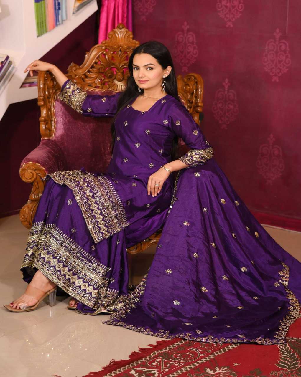 Ynf Chinon RIN232 10 Suits & Dresses Wholesale Sharara Salwar Suits Embroidery Suits Party wear suits Manufacturer
