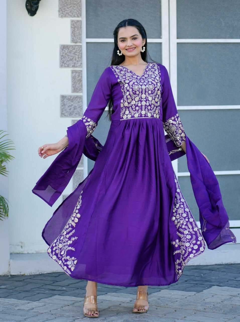Ynf Chinon RIN232 36 Gowns Wedding Collections Festive Collections Wholesale Embroidered Gown Designer Gowns Sequin Gowns Manufacturer