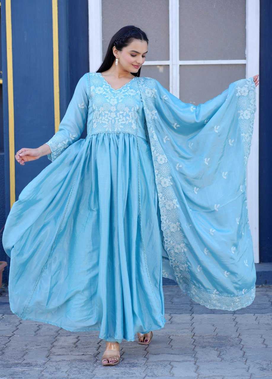 Ynf Chinon RIN232 40 Gowns Wedding Collections Festive Collections Wholesale Embroidered Gown Designer Gowns Gown With Dupatta Manufacturer