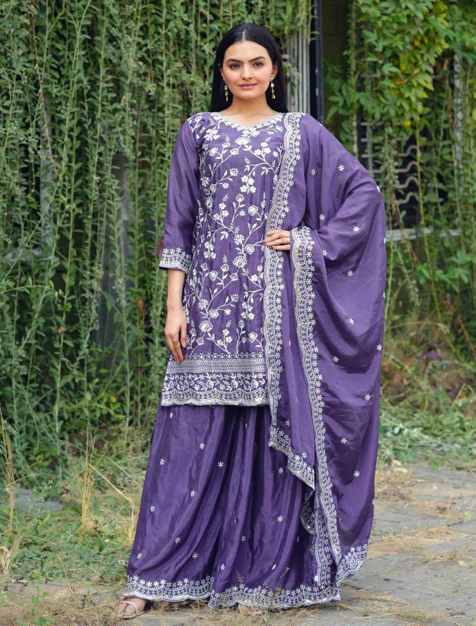 Ynf Chinon RIN232 44 Suits & Dresses Wedding Collections Festive Collections Wholesale Sharara Salwar Suits Embroidered Suits Wedding Outfits Manufacturer