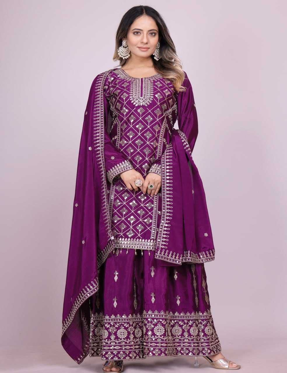 Ynf Chinon RIN232 70 Suits & Dresses Wedding Collections Festive Collections Wholesale Sharara Salwar Suits Designer Suits Embroidered Suits Manufacturer