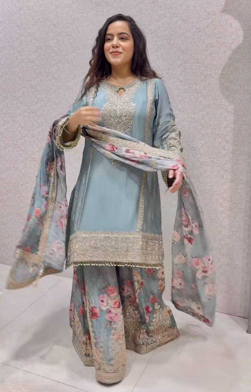 Ynf Chinon Silk KESH141 1121 Suits & Dresses Wholesale Sharara Salwar Suits Embroidery Suits Silk Suits Manufacturer