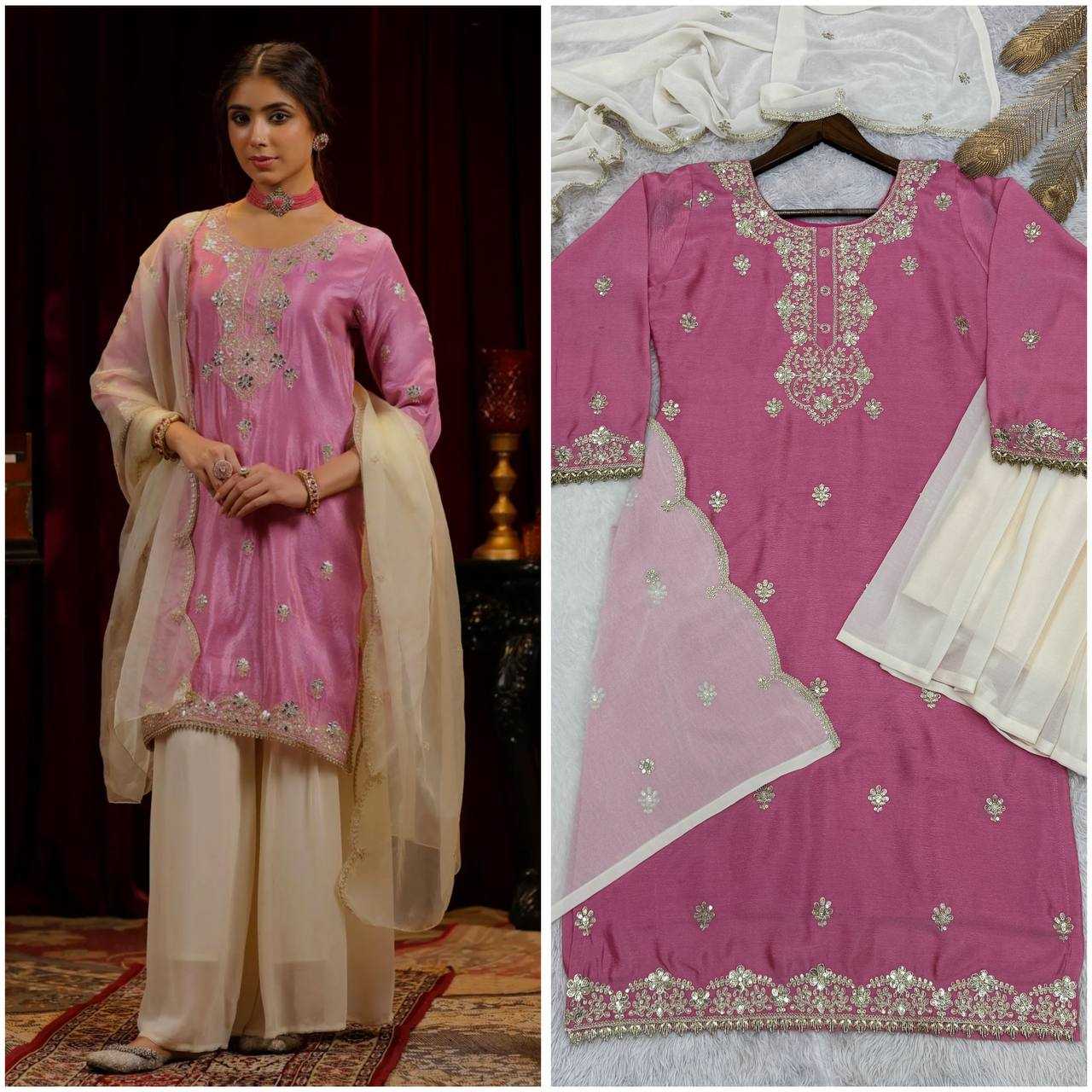 Ynf Chinon Silk KESH159 1039 Suits & Dresses Wholesale Ladies Suits Embroidery Suits Palazzo Suit Manufacturer