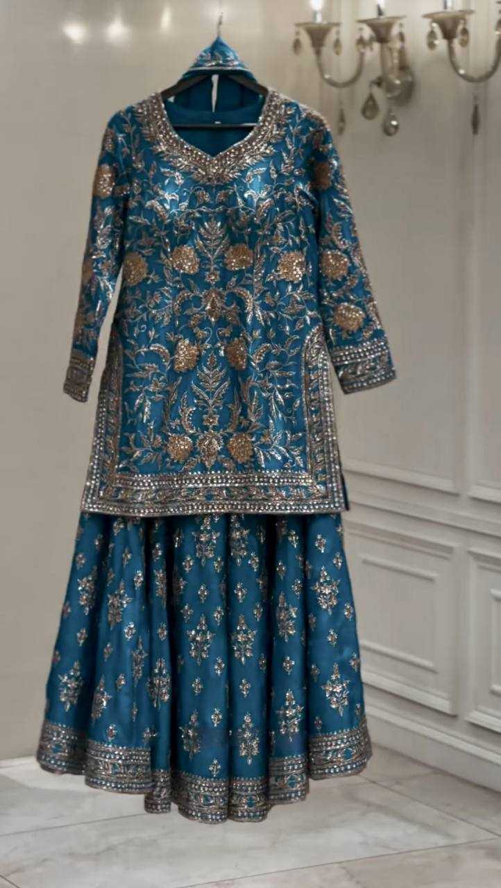 Ynf Chinon Silk KESH159 1709 Suits & Dresses Wedding Collections Festive Collections Wholesale Palazzo Suit Ladies Silk Suit Embroidered Suits Manufacturer