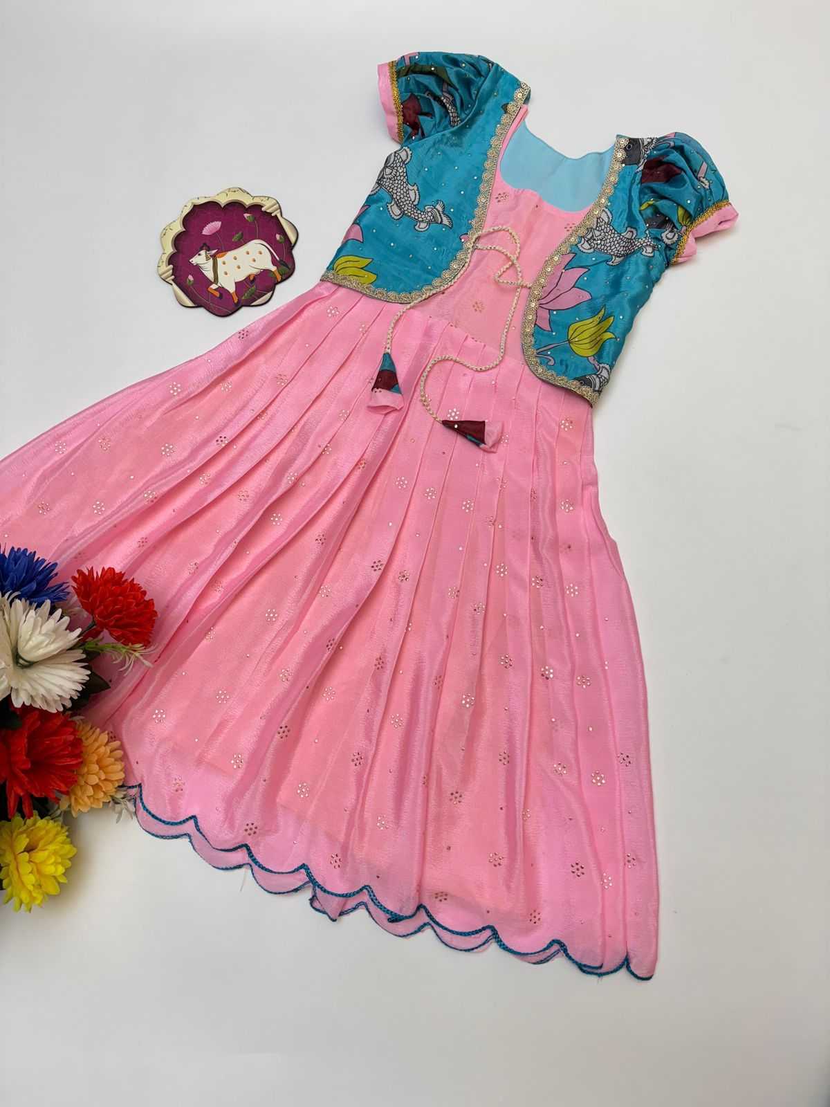 Ynf Chinon Silk KESH493 GRACY Kids Wear Wholesale Kids Gown Kids Ethnic Gowns Manufacturer