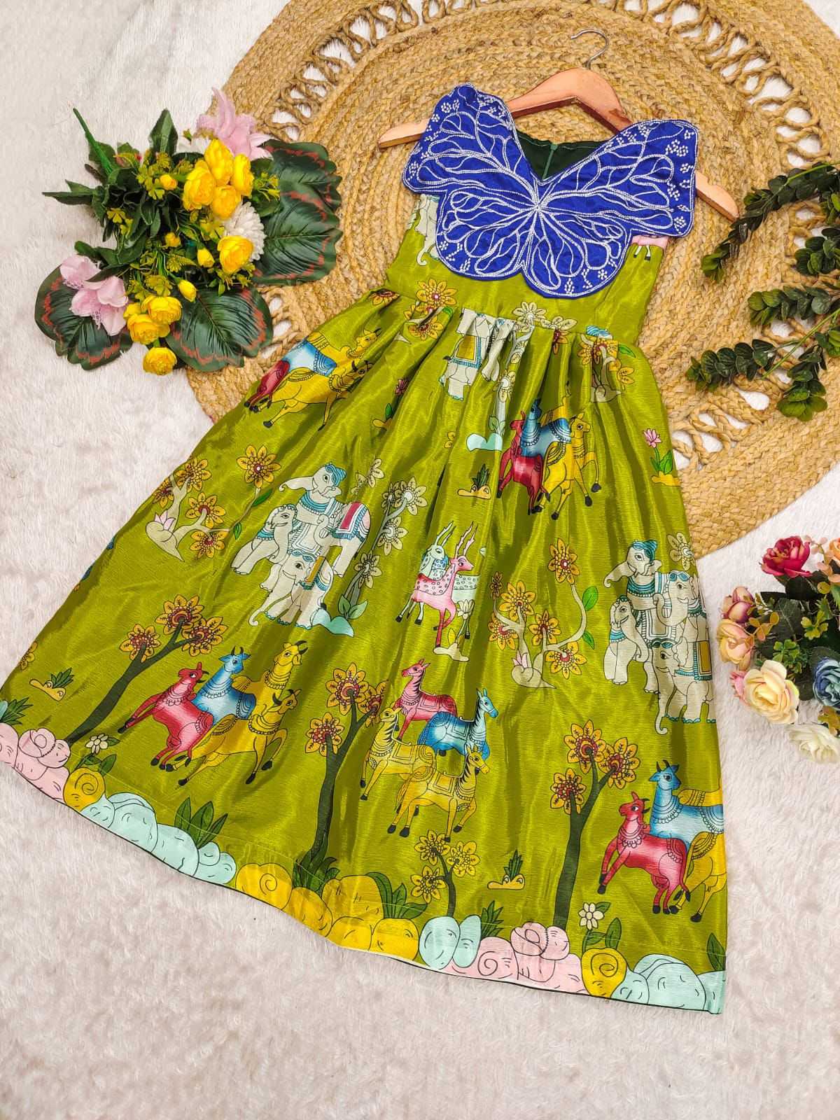 Ynf Chinon Silk KESH493 Spread Kids Wear Wholesale Kids Gown Kids Ethnic Gowns Manufacturer