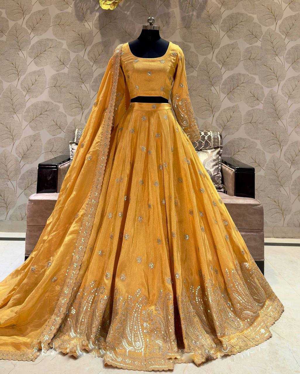 Ynf Chinon Silk KESH499 495 Lehengas Wedding Collections Wholesale Silk Lehenga Lehenga For Haldi Haldi Outfits Manufacturer