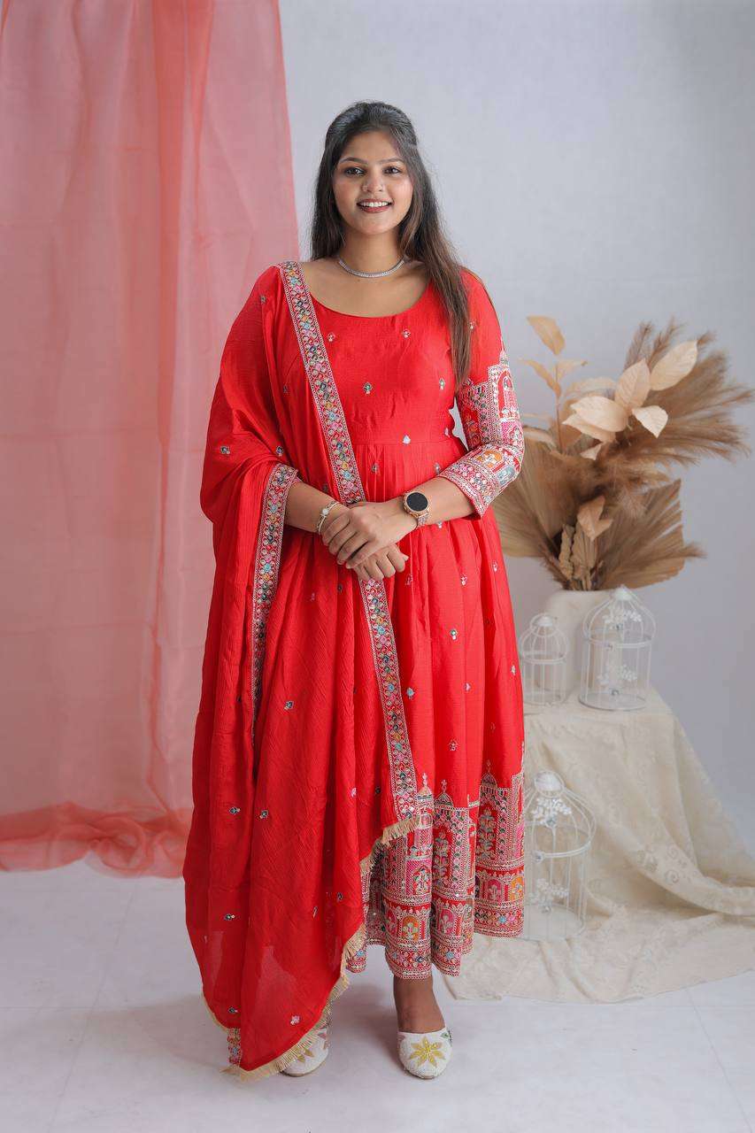 Ynf Chinon Silk KESH506 1191 Gowns Wholesale Fancy Gowns Embroidery Gowns Designer Gowns Manufacturer