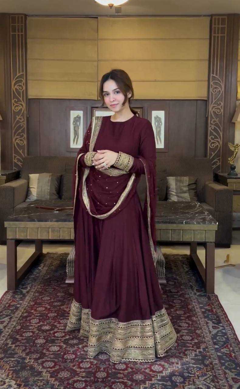 Ynf Chinon Silk KESH506 150 Gowns Wholesale Fancy Gowns Party Gowns Long Gowns Manufacturer