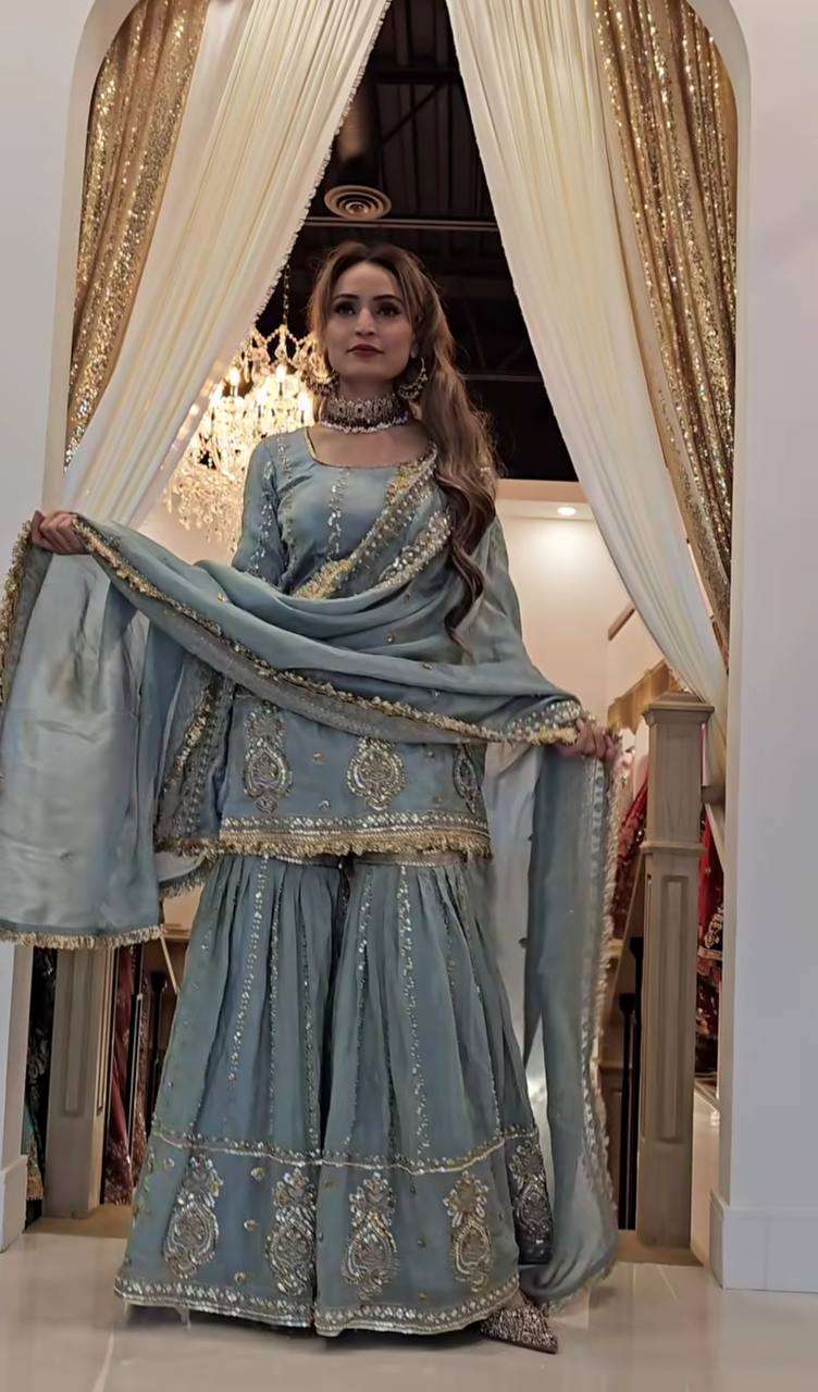 Ynf Chinon Silk KESH515 1235 Suits & Dresses Wholesale Sharara Salwar Suits Embroidery Suits Ladies Silk Suit Manufacturer