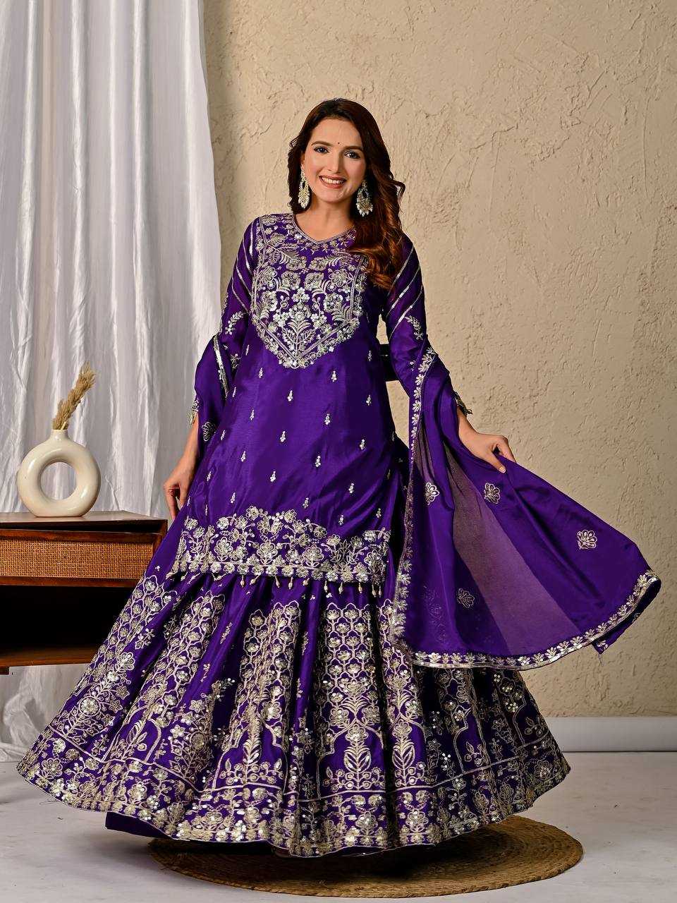 Ynf Chinon Silk KESH515 1245 Suits & Dresses Wholesale Embroidery Suits Ladies Silk Suit Zari Work Suit Manufacturer