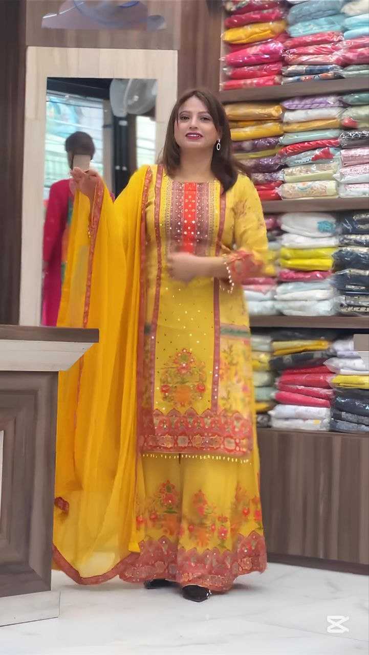 Ynf Chinon Silk KESH516 9282 Suits & Dresses Wedding Collections Festive Collections Wholesale Printed Suits Palazzo Suit Ladies Silk Suit Manufacturer