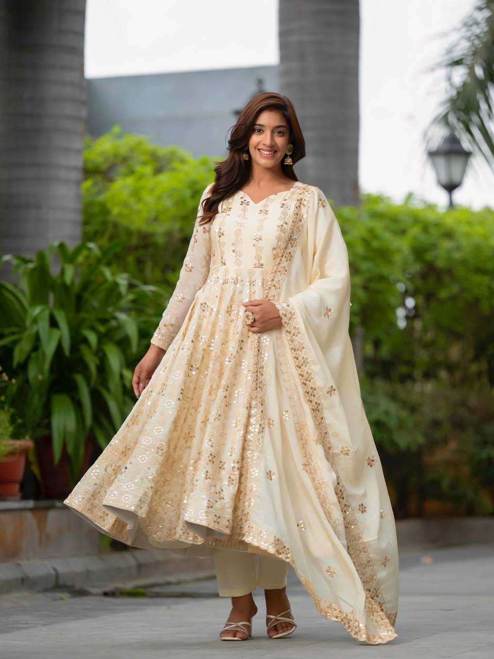 Ynf Chinon Silk KESH528 454 Suits & Dresses Wedding Collections Festive Collections Wholesale Embroidery Suits Ladies Silk Suit Anarkali Suits Manufacturer