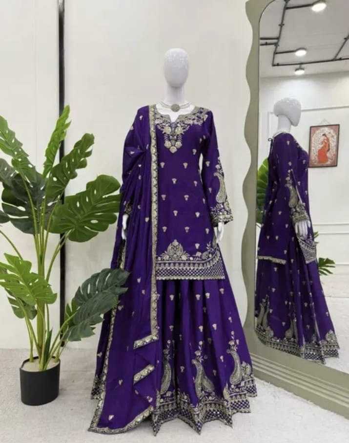 Ynf Chinon Silk KESH540 5010 Suits & Dresses Wholesale Sharara Salwar Suits Silk Suits Manufacturer