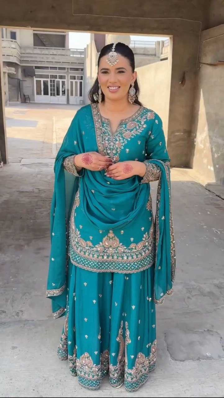 Ynf Chinon Silk RIN162 5852 Suits & Dresses Wholesale Palazzo Suit Ladies Silk Suit Wedding Suits Manufacturer
