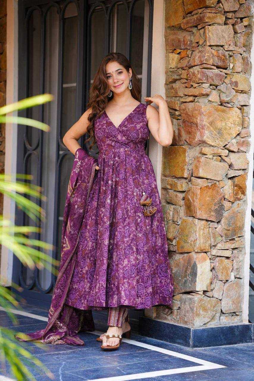 Ynf Cotton KESH154 305 Gowns Wholesale Printed Gowns Embroidery Gowns Anarkali Gown Manufacturer