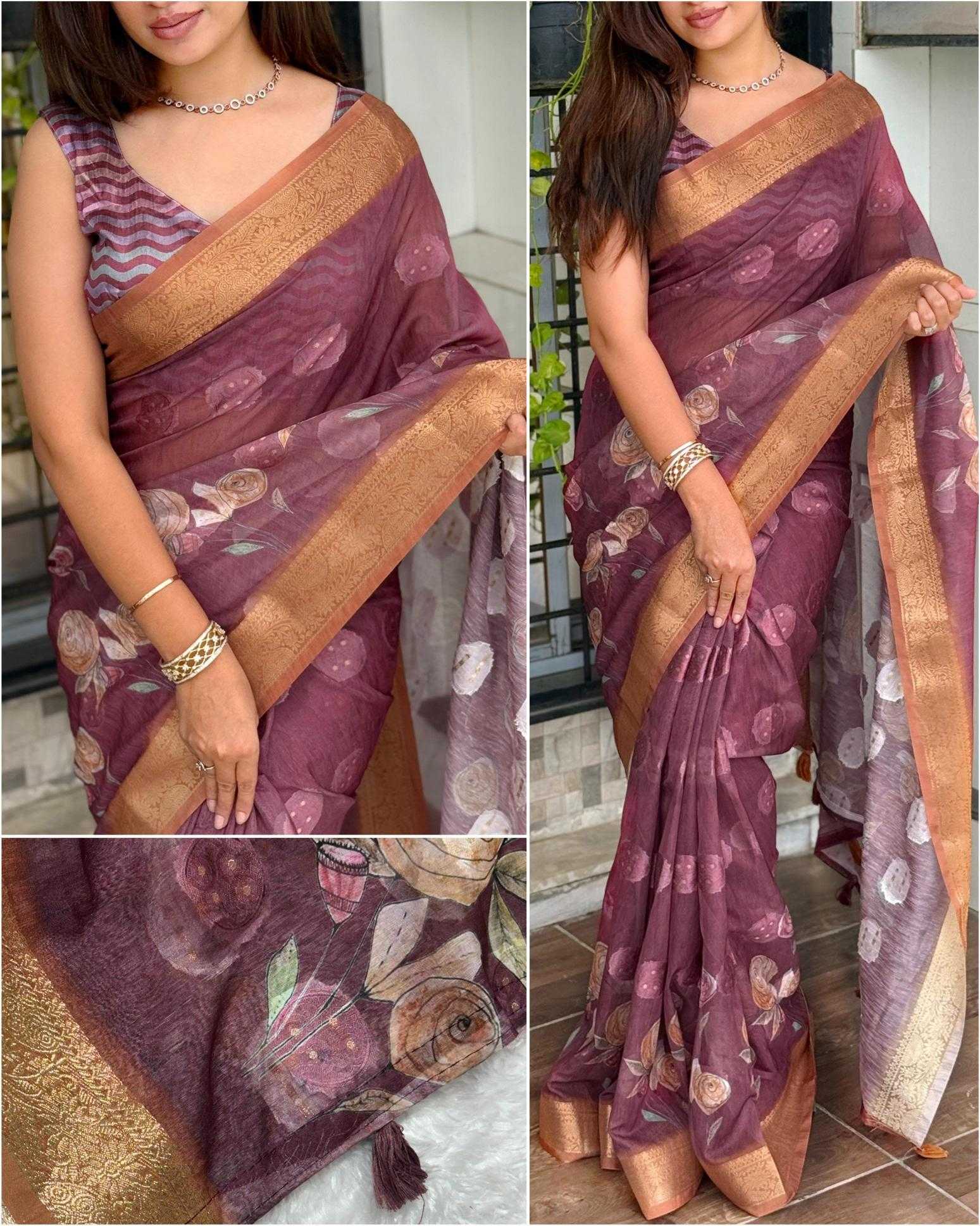 Ynf Cotton KESH500 Rosa Sarees Wholesale Printed Sarees Jacquard Saree Cotton Sarees Manufacturer