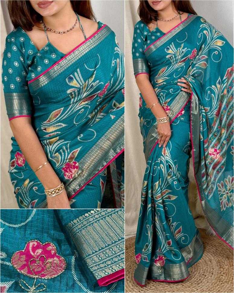 Ynf Cotton KESH500 Saiyaara Sarees Wholesale Printed Sarees Cotton Linen Sarees Zari Border Sarees Manufacturer
