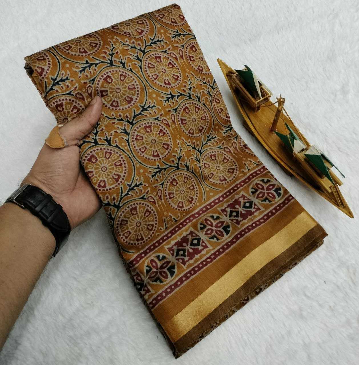 Ynf Cotton KESH525 COTTON AJRAKH Vol-1 Sarees Wholesale Fancy Sarees Cotton Linen Sarees Ladies Sarees Ajrakh Sarees Manufacturer