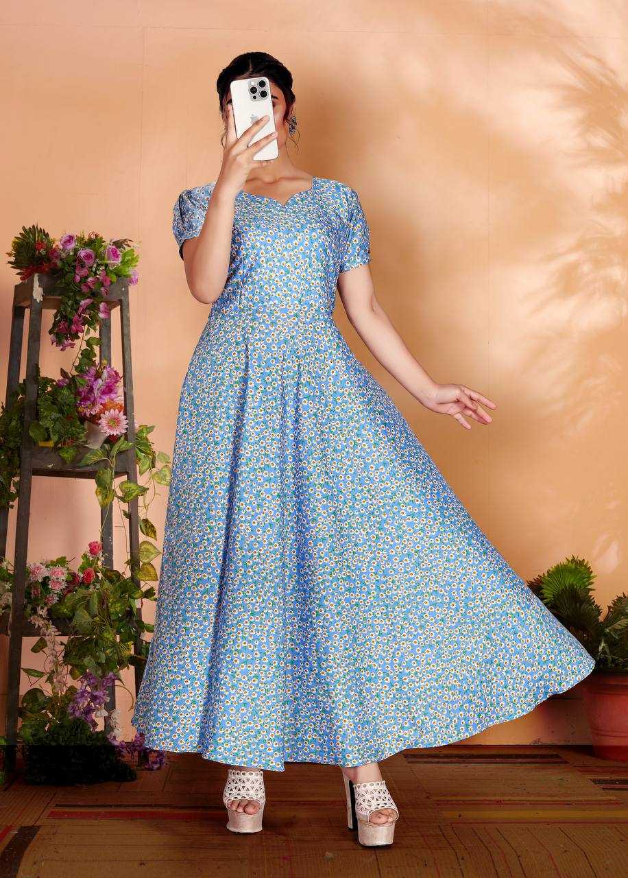 Ynf Cotton KESH544 205 Gowns Wholesale Printed Gowns Fancy Gowns Long Gowns Manufacturer
