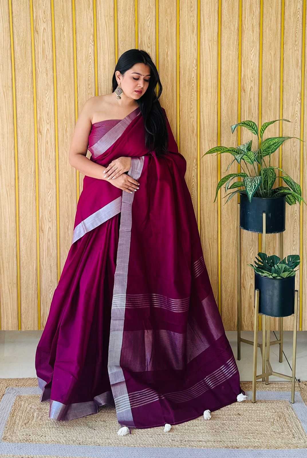 Ynf Cotton RIN183 AMANAT Sarees Wholesale Designer Sarees Cotton Linen Sarees Zari Border Sarees Manufacturer