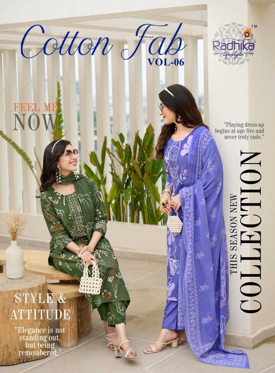 Ynf Cotton RIN190 RADHIKA-COTTON FAB VOL6 Setwise Collections Wholesale Dresses & Suits Catalogs Manufacturer