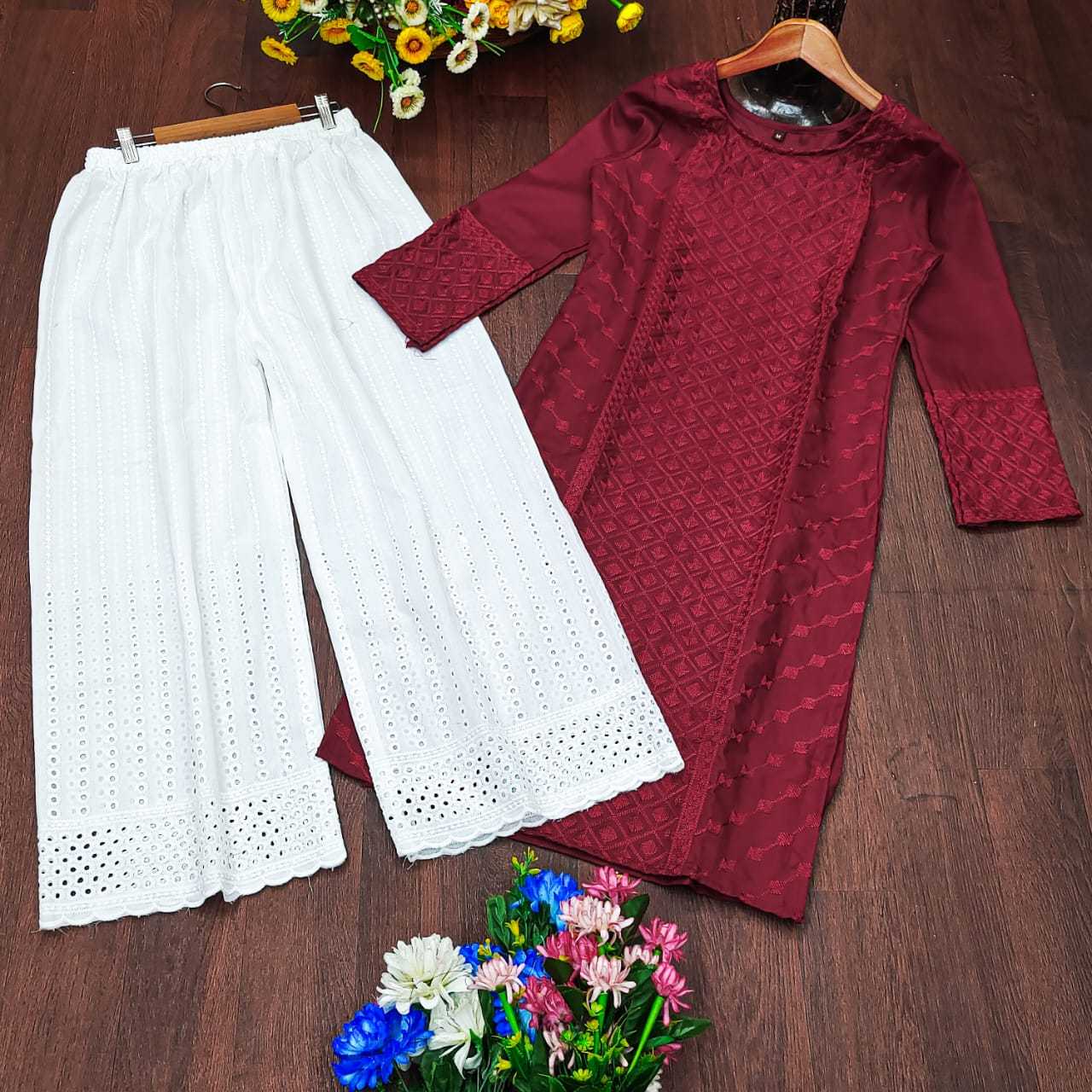 Ynf Cotton RIN222 JAYPURI PLAZO Kurti Wholesale Cotton Kurtis Chikankari Kurtis Kurti With Palazzo Manufacturer