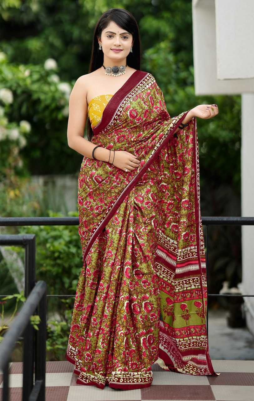 Ynf Cotton RIN229 93-8 Sarees Wholesale Printed Cotton Saree Cotton Sarees Mulmul Cotton Sarees Manufacturer
