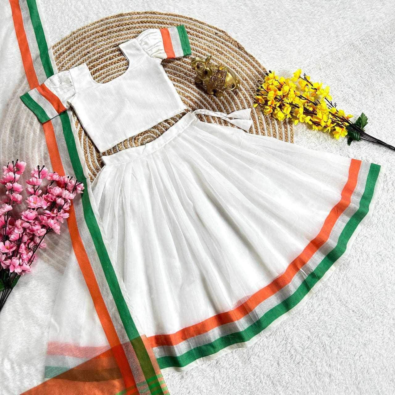 Ynf Cotton RIN235 Tri-Colour Kids Wear Festive Collections Wholesale Kids Lehenga Onam Collections Independence Day Collections Manufacturer