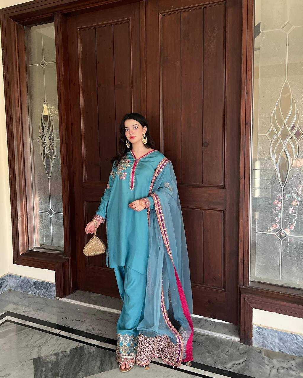 Ynf Crepe KESH158 10006 Suits & Dresses Wholesale Ladies Suits Embroidery Suits Palazzo Suit Manufacturer