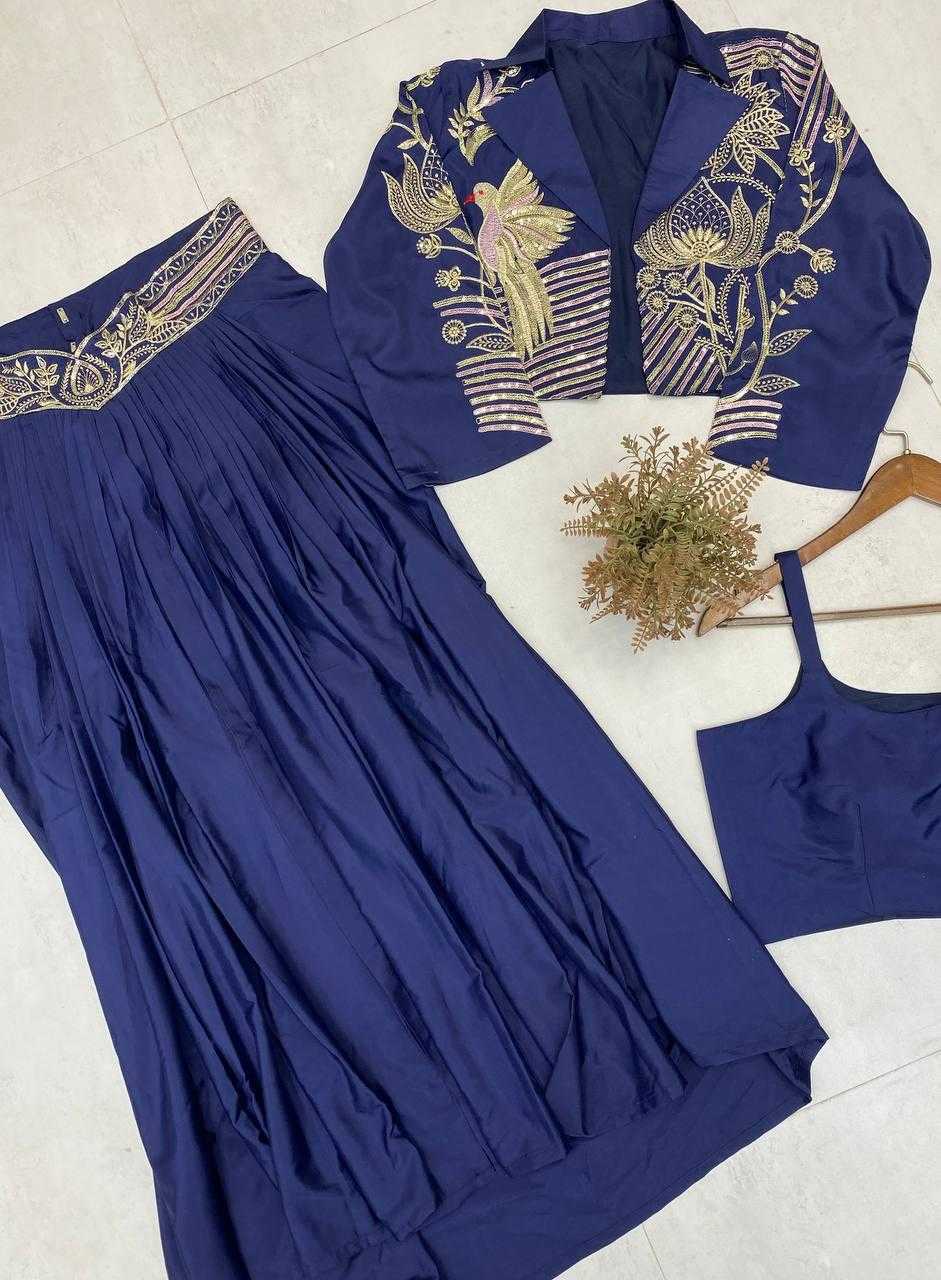 Ynf Crepe RIN110 372 Lehengas Wholesale Jacket Style Lehenga Crop Top lehenga Lehenga With Blouse Manufacturer