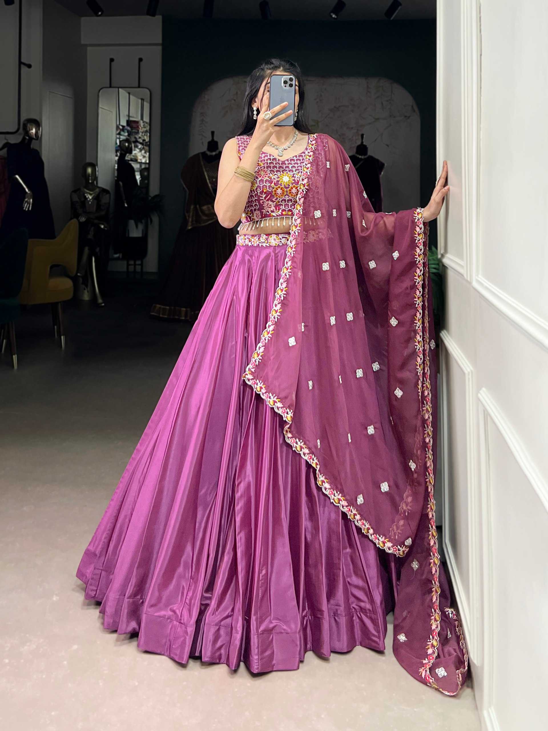 Ynf Crepe Silk KESH134 1446 Lehengas Wholesale Silk Lehenga Simple Lehenga Purple Lehenga Manufacturer