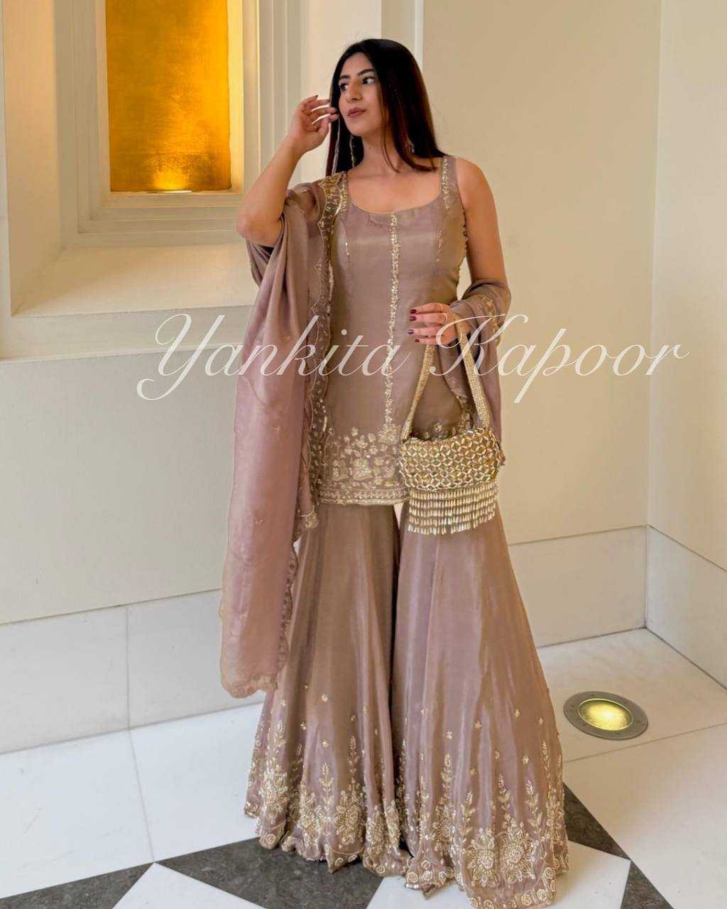 Ynf Crepe Silk KESH499 862 Suits & Dresses Wedding Collections Festive Collections Wholesale Sharara Salwar Suits Embroidery Suits Ladies Silk Suit Manufacturer