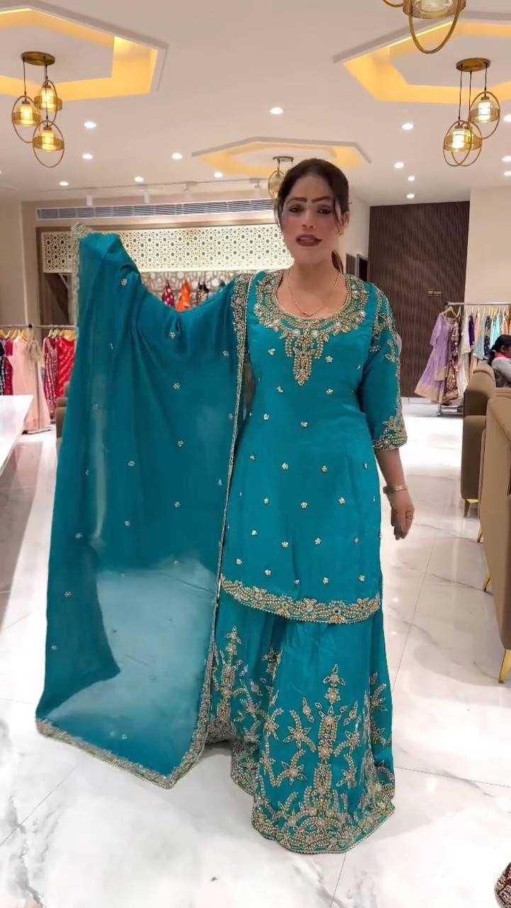 Ynf Crepe Silk KESH528 467 Suits & Dresses Wedding Collections Festive Collections Wholesale Embroidery Suits Ladies Silk Suit Wedding Outfits Manufacturer
