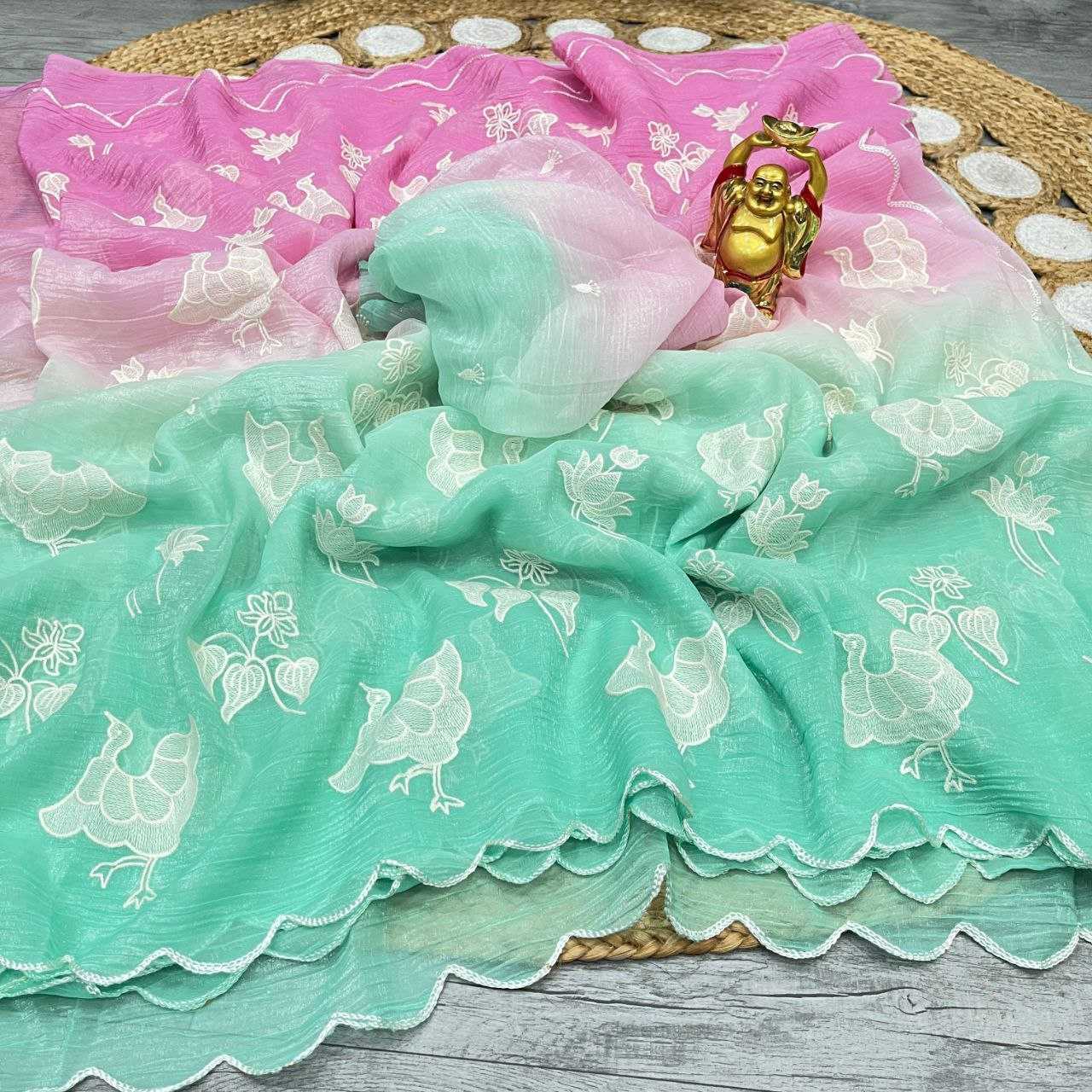 Ynf Crunchi KESH487 SAYMA Sarees Wholesale Party Wear Sarees Fancy Sarees Embroidered Sarees Cutwork Saree Manufacturer
