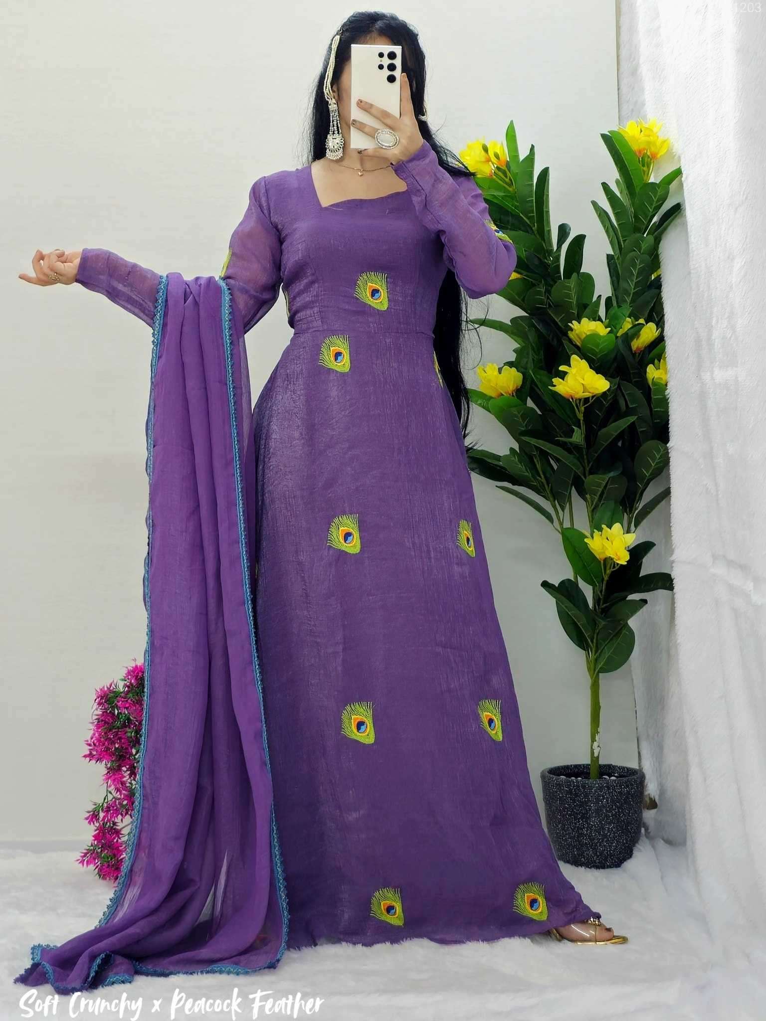 Ynf Crunchi KESH538 1203 Gowns Wholesale Printed Gowns Anarkali Gown Long Gowns Manufacturer