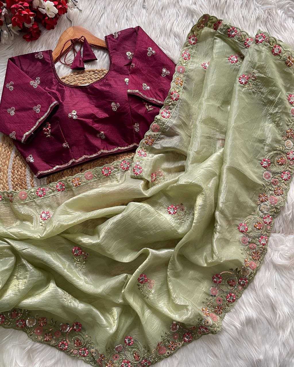 Ynf Crush Silk RIN188 Goldy Sarees Wholesale Party Wear Sarees Sequence Sarees Cutwork Saree Manufacturer