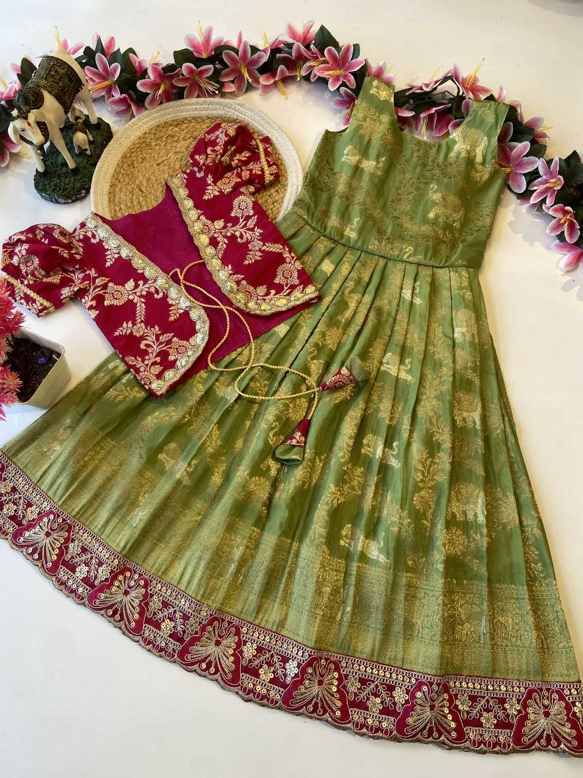 Ynf Dola Silk KESH493 COAT Kids Wear Wholesale Kids Gown Kids Ethnic Gowns Manufacturer