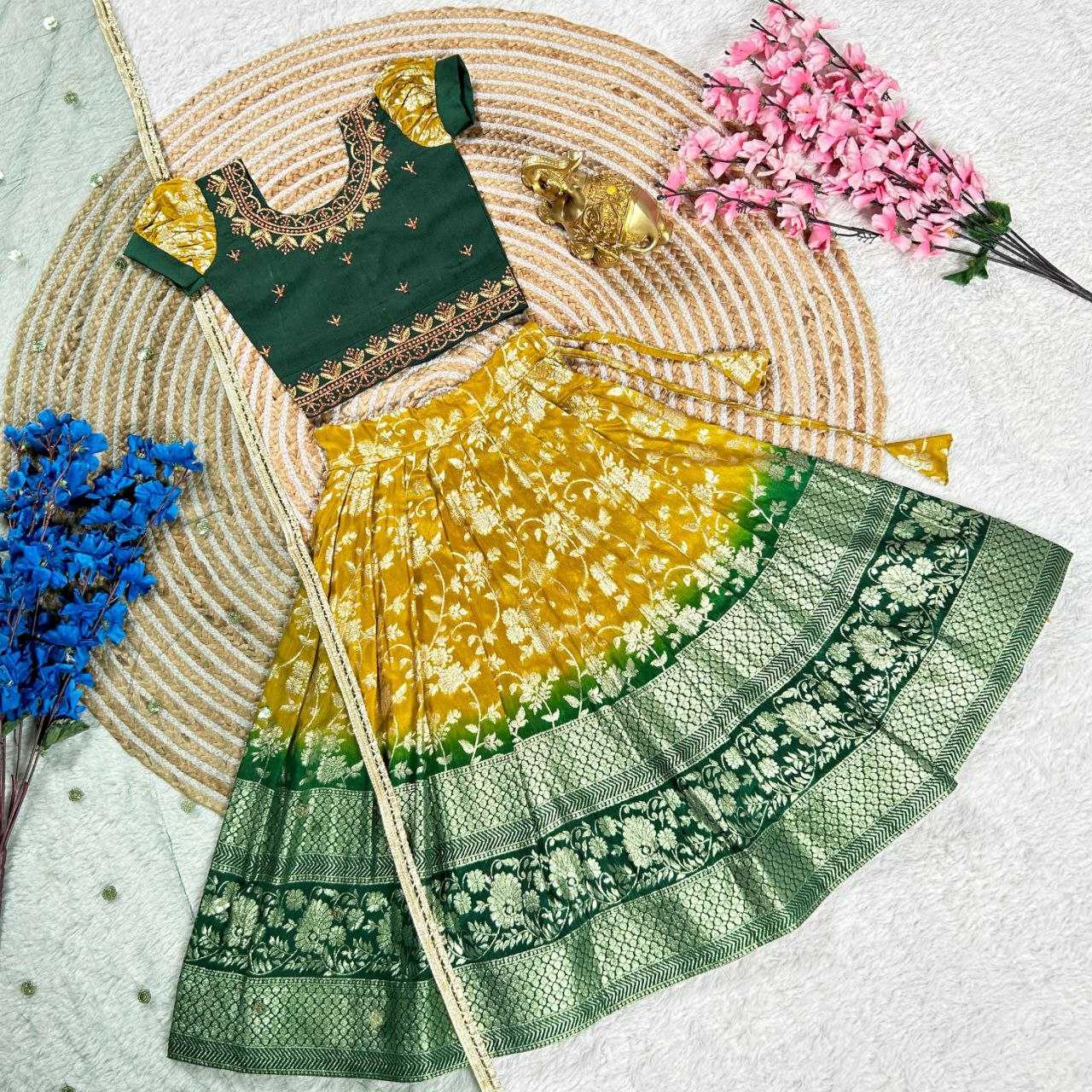 Ynf Dola Silk KESH505 Vibrant Kids Wear Wholesale Kids Lehenga Embroidered Frock Kids Lehenga Choli Manufacturer