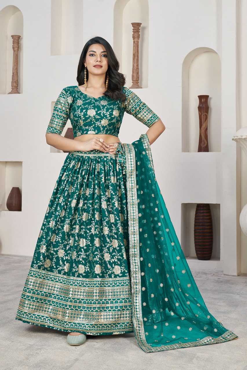 Ynf Dola Silk RIN227 1020 Lehengas Wholesale Fancy Lehenga Embroidered Lehenga Zari Work Lehenga Sequins Lehenga Lehenga With Cancan Manufacturer