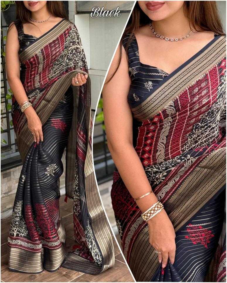 Ynf Dull Moss KESH500 Karishma Sarees Wholesale Printed Sarees Jacquard Saree Zari Border Sarees Manufacturer